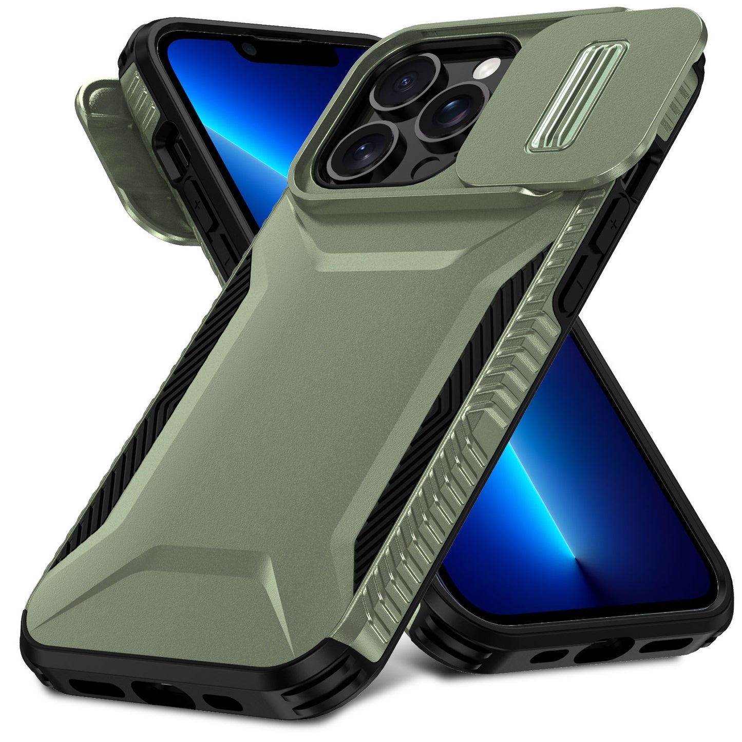 iPhone 13 Pro Max Phone Case with Sliding Camshield | Military-Grade TPU & PC Protective Anti-Scratch Anti-Skid Cover, Durable Shockproof Design