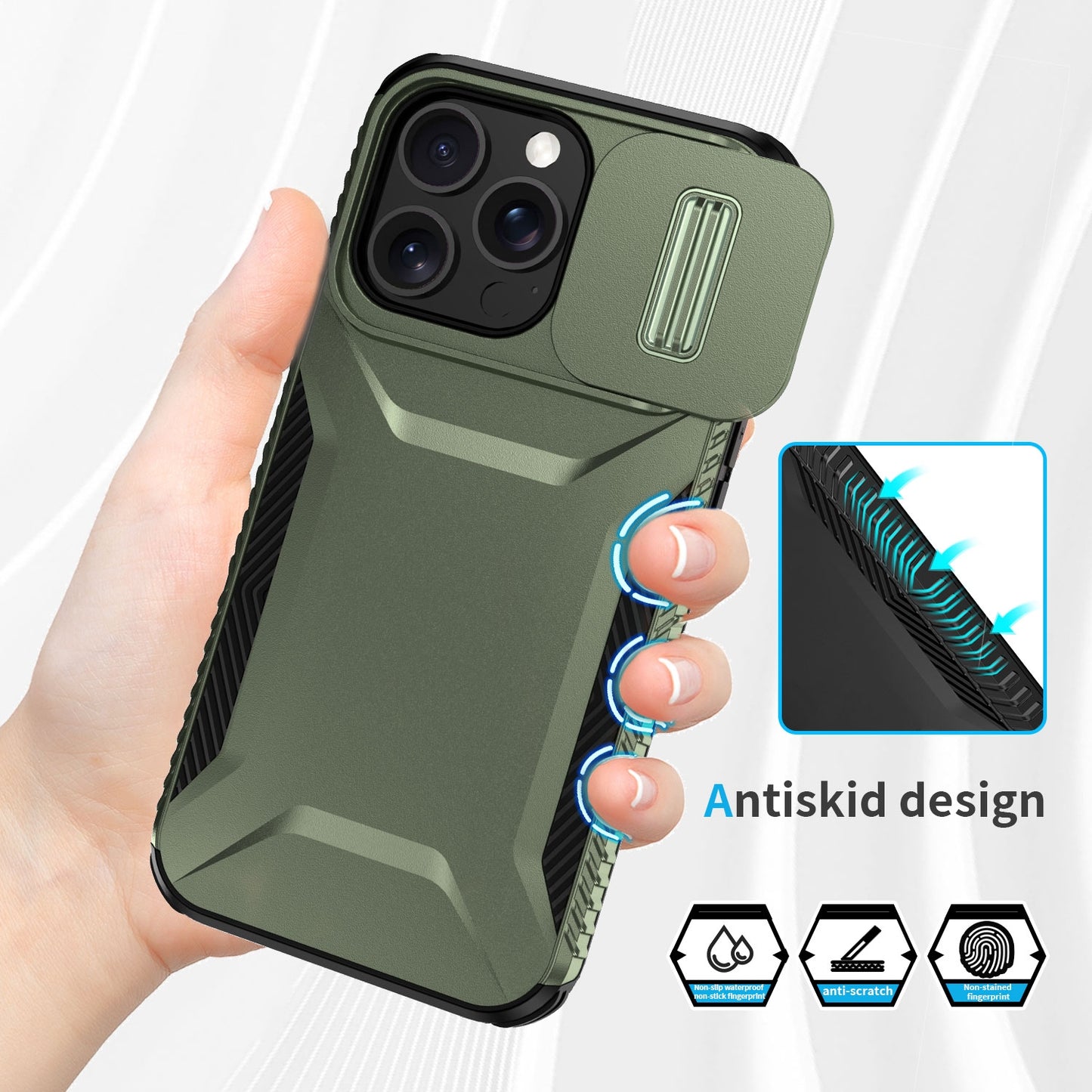 iPhone 13 Pro Max Phone Case with Sliding Camshield | Military-Grade TPU & PC Protective Anti-Scratch Anti-Skid Cover, Durable Shockproof Design