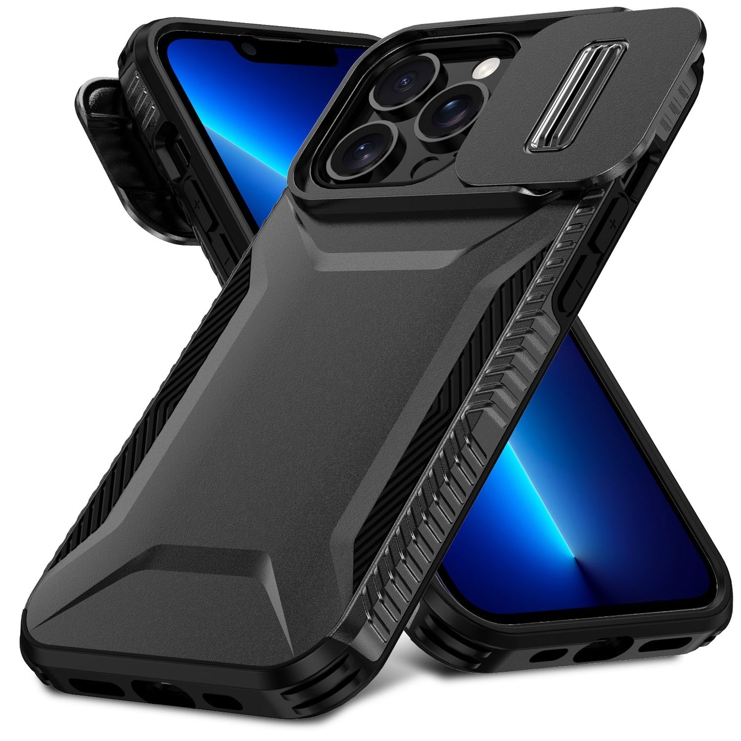iPhone 13 Pro Max Phone Case with Sliding Camshield | Military-Grade TPU & PC Protective Anti-Scratch Anti-Skid Cover, Durable Shockproof Design