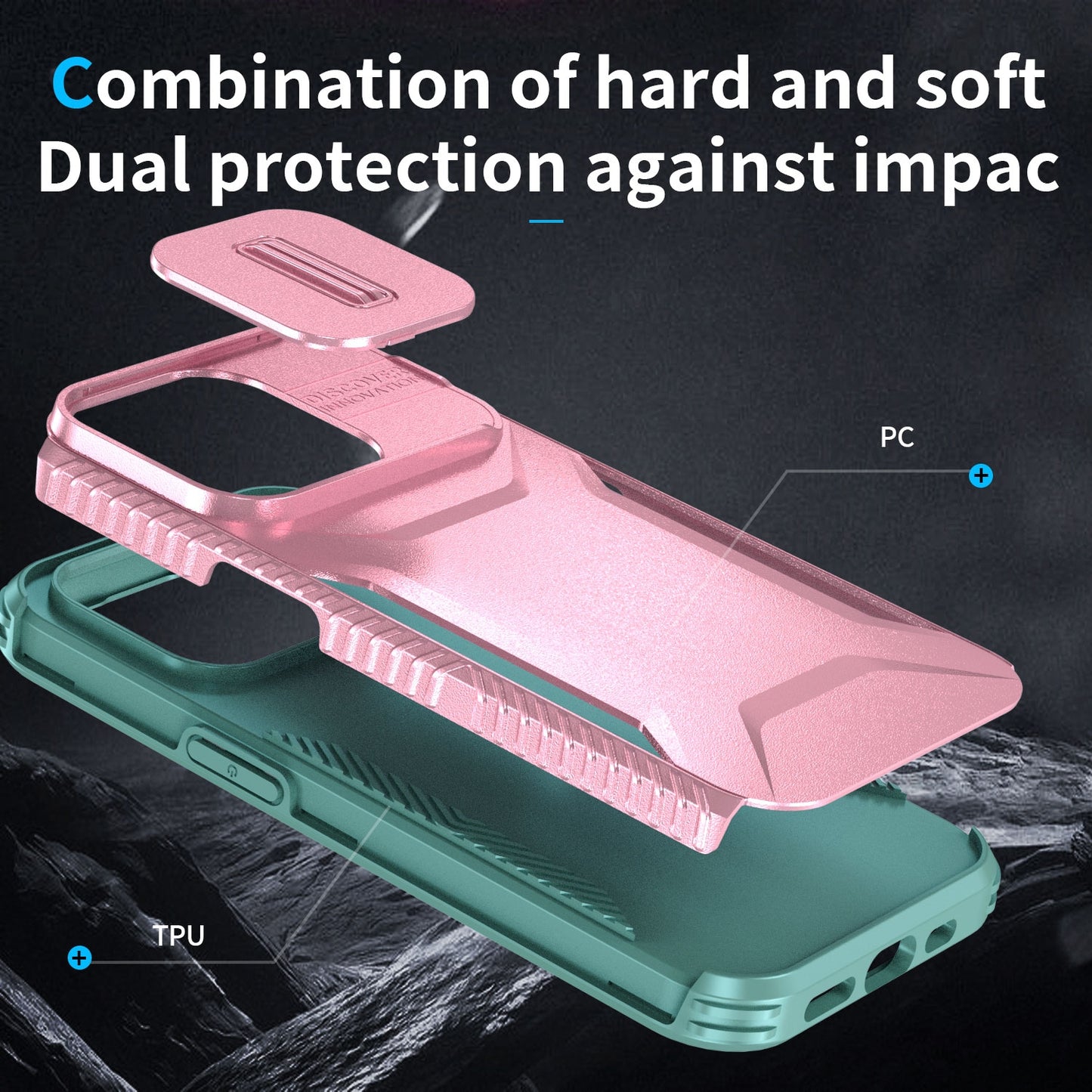 iPhone 14 Pro Phone Case with Sliding Camshield | Military-Grade TPU & PC Protective Anti-Scratch Anti-Skid Cover, Durable Shockproof Design