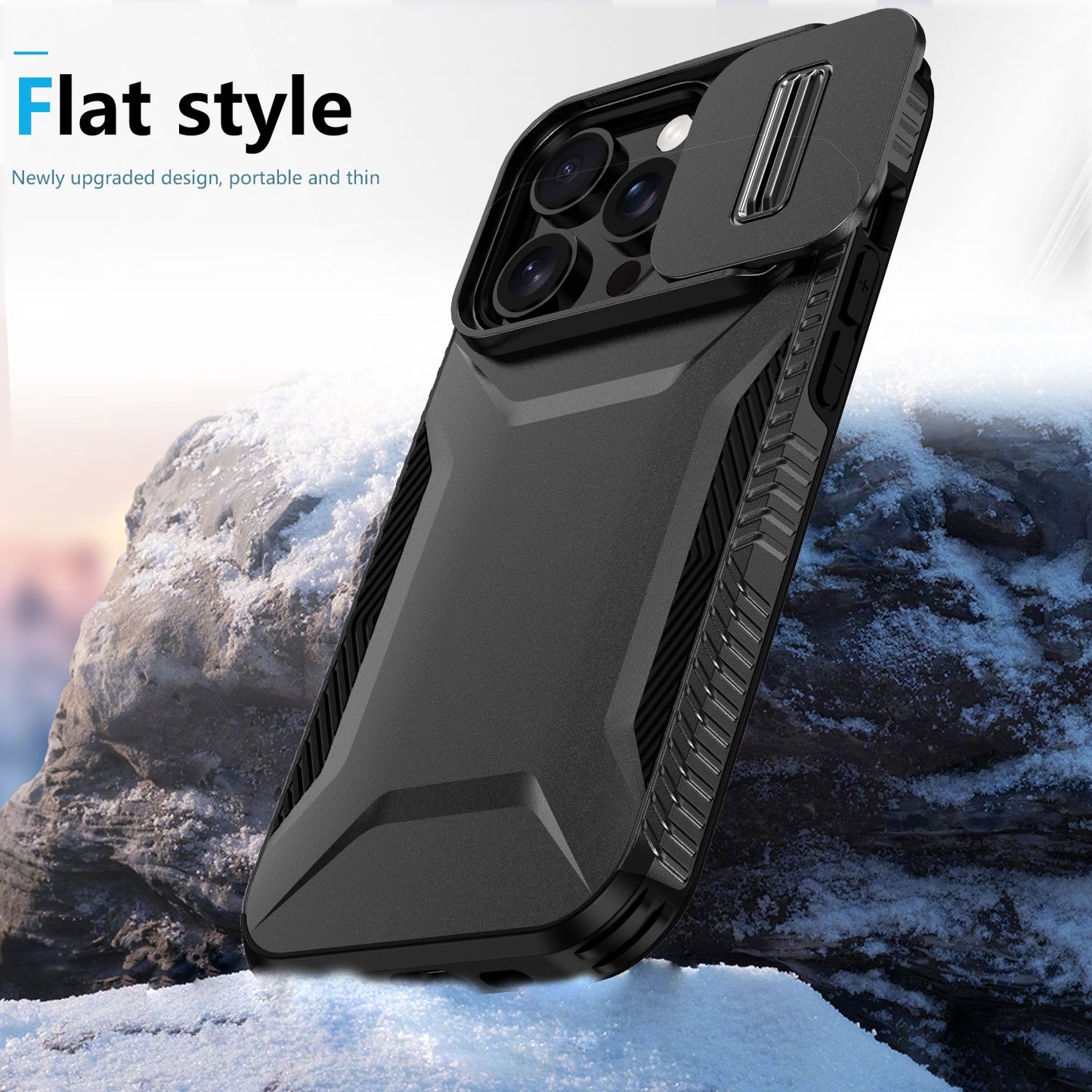 iPhone 14 Pro Phone Case with Sliding Camshield | Military-Grade TPU & PC Protective Anti-Scratch Anti-Skid Cover, Durable Shockproof Design