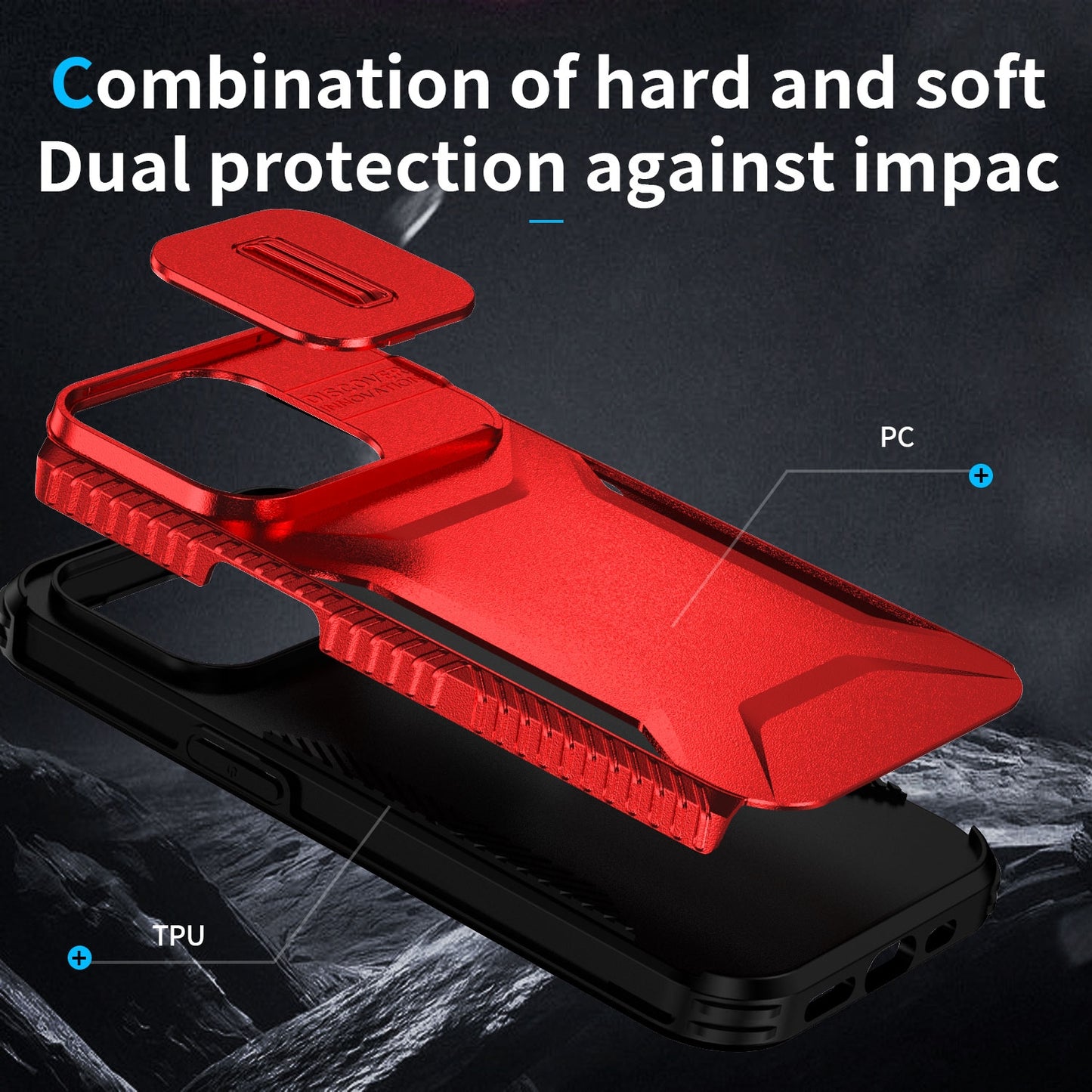 iPhone 14 Pro Phone Case with Sliding Camshield | Military-Grade TPU & PC Protective Anti-Scratch Anti-Skid Cover, Durable Shockproof Design