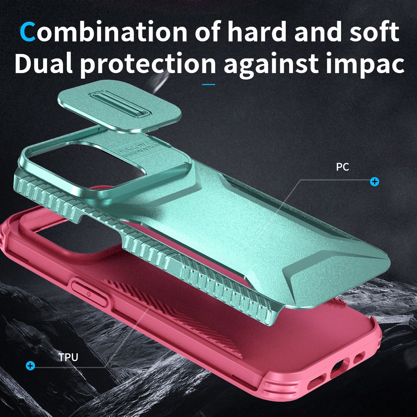 iPhone 14 Pro Phone Case with Sliding Camshield | Military-Grade TPU & PC Protective Anti-Scratch Anti-Skid Cover, Durable Shockproof Design