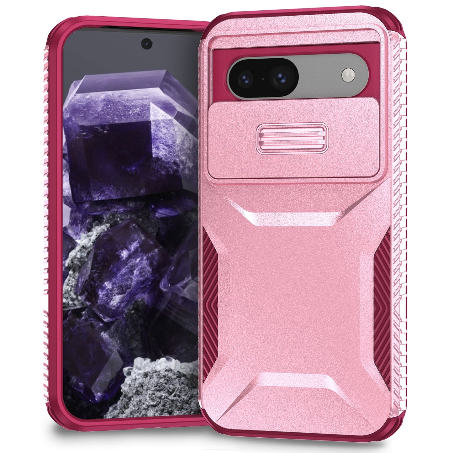 Google Pixel 8a Phone Case with Sliding Camshield | Military-Grade TPU & PC Protective Anti-Scratch Anti-Skid Cover, Durable Shockproof Design