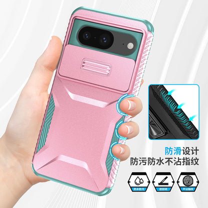 Google Pixel 8 Phone Case with Sliding Camshield | Military-Grade TPU & PC Protective Anti-Scratch Anti-Skid Cover, Durable Shockproof Design