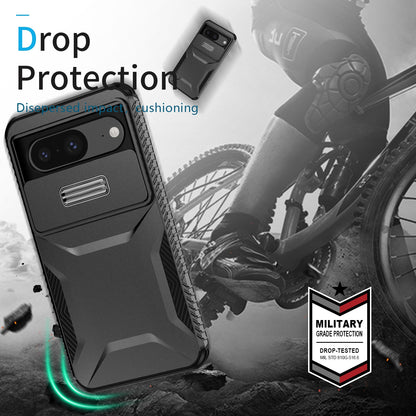 Google Pixel 8 Phone Case with Sliding Camshield | Military-Grade TPU & PC Protective Anti-Scratch Anti-Skid Cover, Durable Shockproof Design