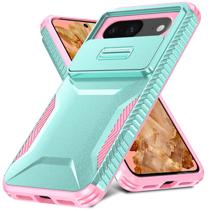 Google Pixel 8 Phone Case with Sliding Camshield | Military-Grade TPU & PC Protective Anti-Scratch Anti-Skid Cover, Durable Shockproof Design