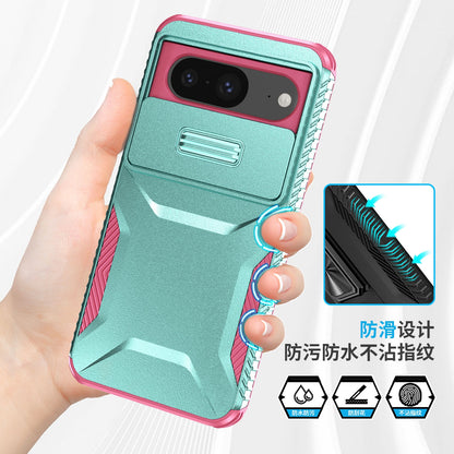 Google Pixel 8 Phone Case with Sliding Camshield | Military-Grade TPU & PC Protective Anti-Scratch Anti-Skid Cover, Durable Shockproof Design