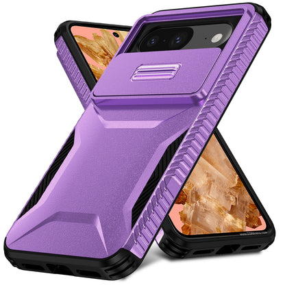 Google Pixel 8 Phone Case with Sliding Camshield | Military-Grade TPU & PC Protective Anti-Scratch Anti-Skid Cover, Durable Shockproof Design
