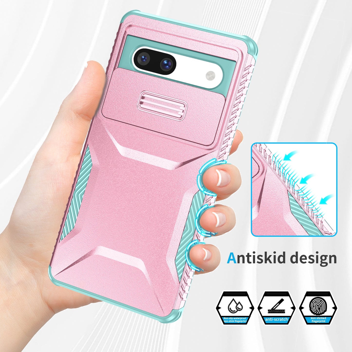 Google Pixel 7a Phone Case with Sliding Camshield | Military-Grade TPU & PC Protective Anti-Scratch Anti-Skid Cover, Durable Shockproof Design