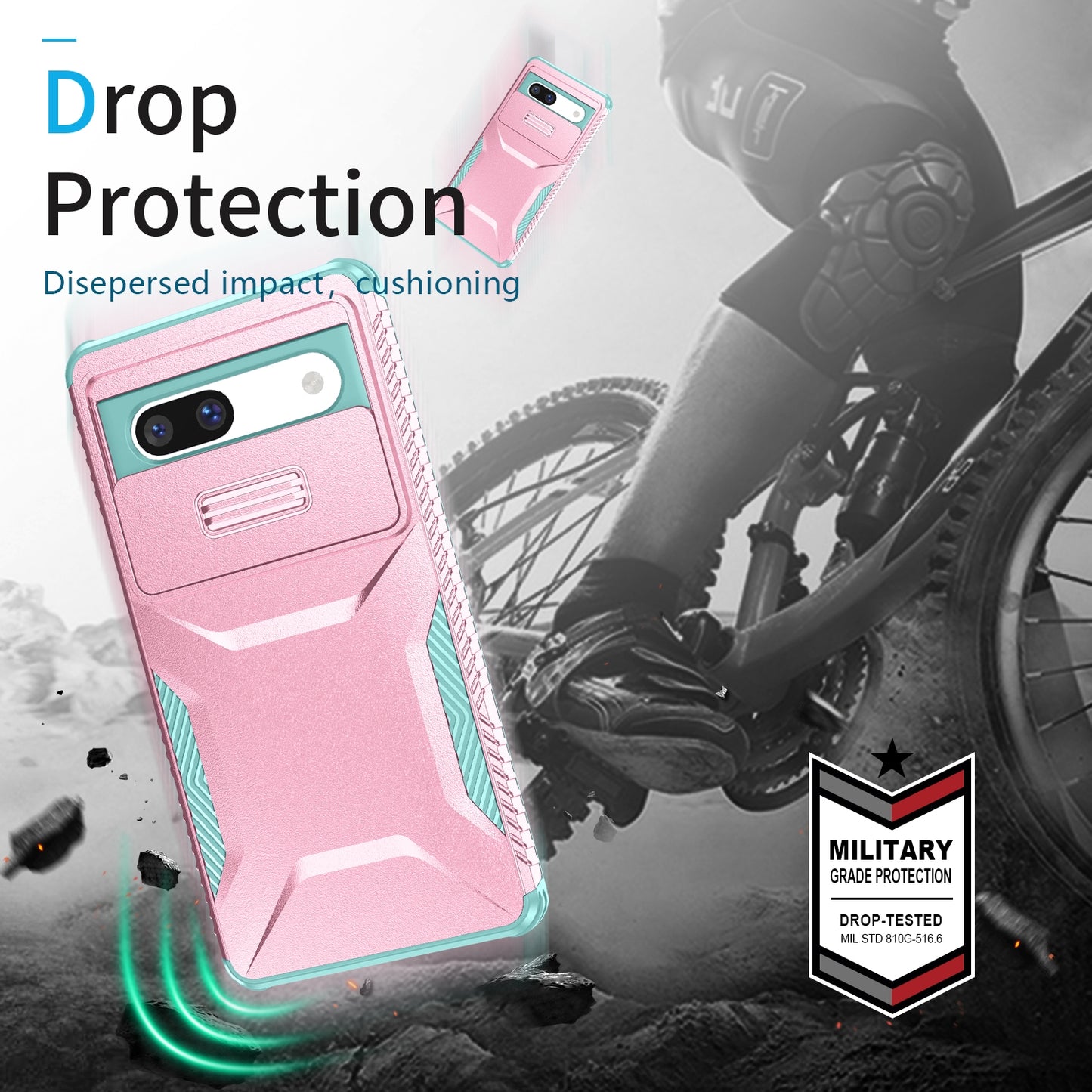 Google Pixel 7a Phone Case with Sliding Camshield | Military-Grade TPU & PC Protective Anti-Scratch Anti-Skid Cover, Durable Shockproof Design