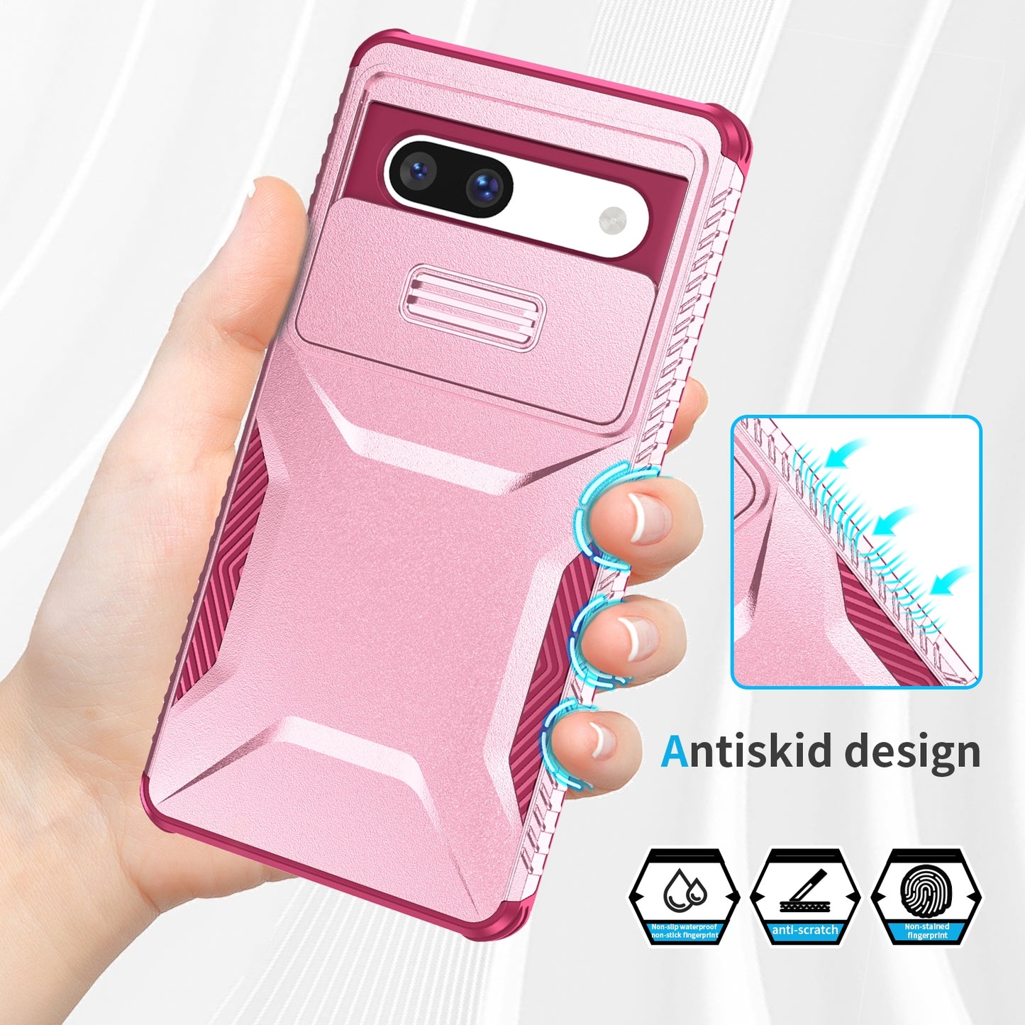 Google Pixel 7a Phone Case with Sliding Camshield | Military-Grade TPU & PC Protective Anti-Scratch Anti-Skid Cover, Durable Shockproof Design