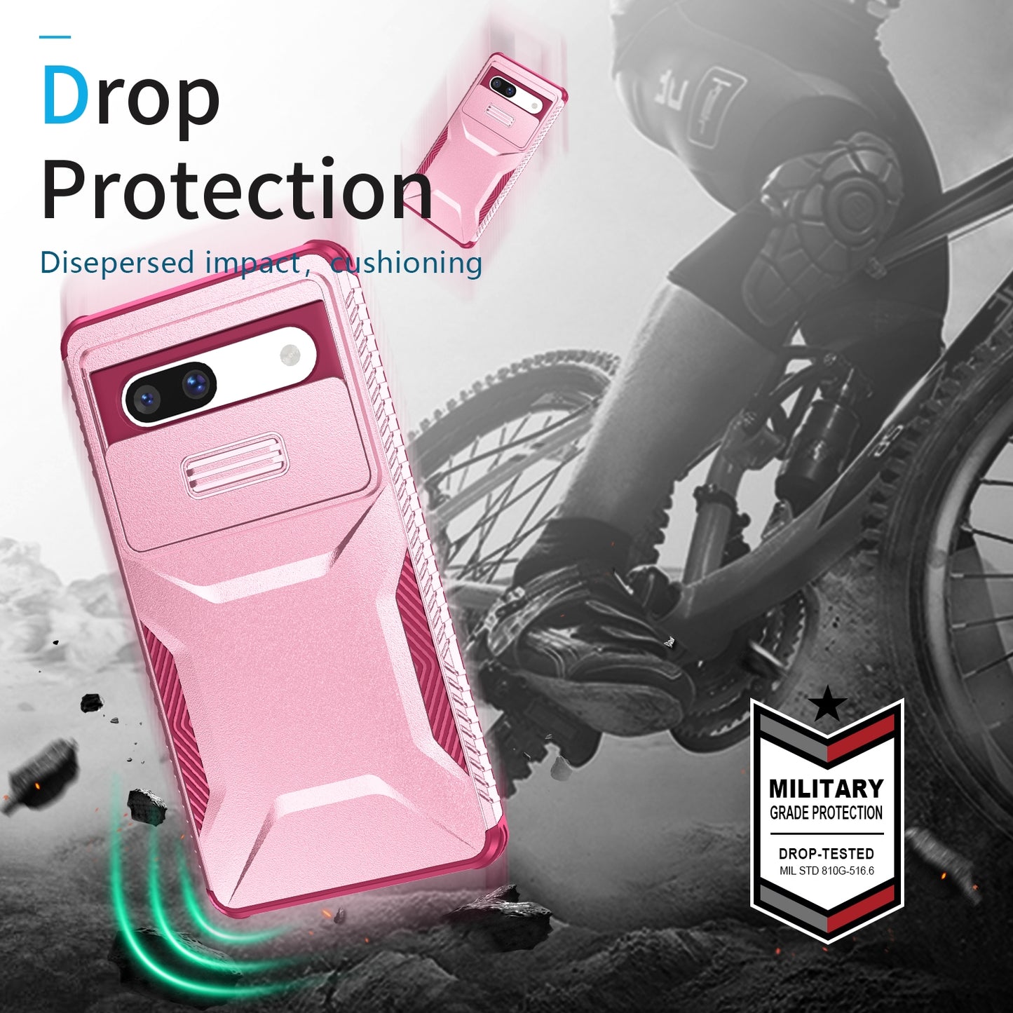 Google Pixel 7a Phone Case with Sliding Camshield | Military-Grade TPU & PC Protective Anti-Scratch Anti-Skid Cover, Durable Shockproof Design