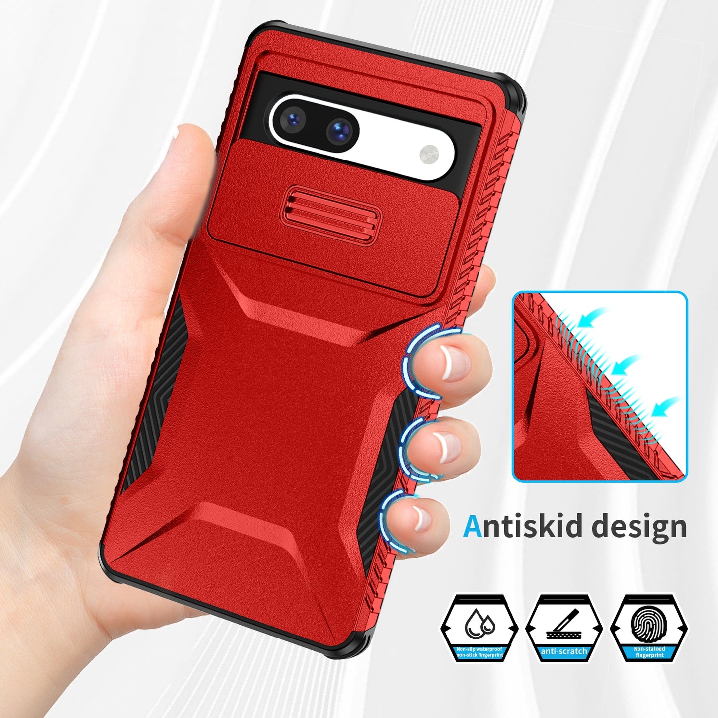 Google Pixel 7a Phone Case with Sliding Camshield | Military-Grade TPU & PC Protective Anti-Scratch Anti-Skid Cover, Durable Shockproof Design