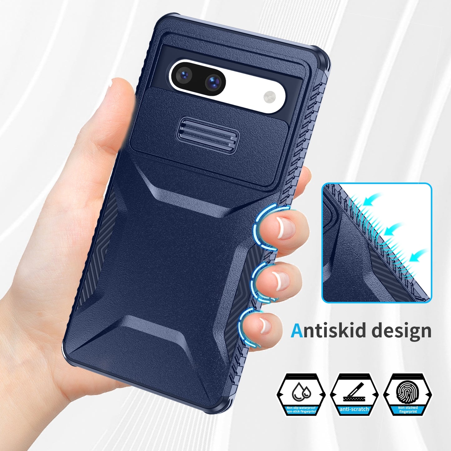 Google Pixel 7a Phone Case with Sliding Camshield | Military-Grade TPU & PC Protective Anti-Scratch Anti-Skid Cover, Durable Shockproof Design