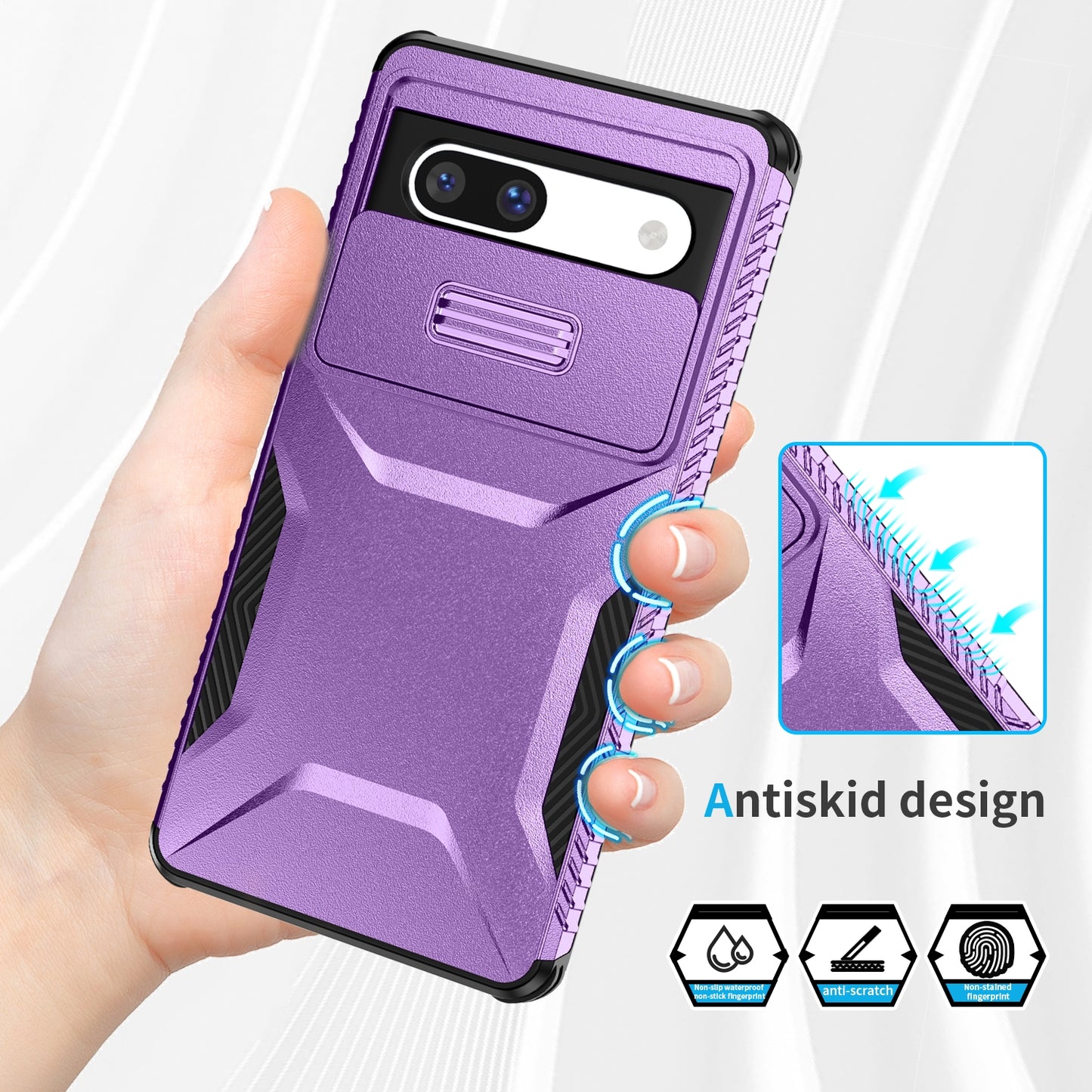Google Pixel 7a Phone Case with Sliding Camshield | Military-Grade TPU & PC Protective Anti-Scratch Anti-Skid Cover, Durable Shockproof Design