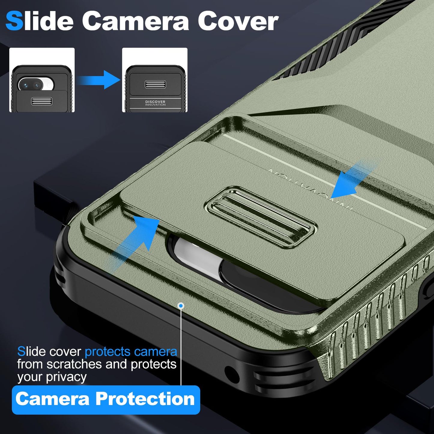 Google Pixel 9a Phone Case with Sliding Camshield | Military-Grade TPU & PC Protective Anti-Scratch Anti-Skid Cover, Durable Shockproof Design
