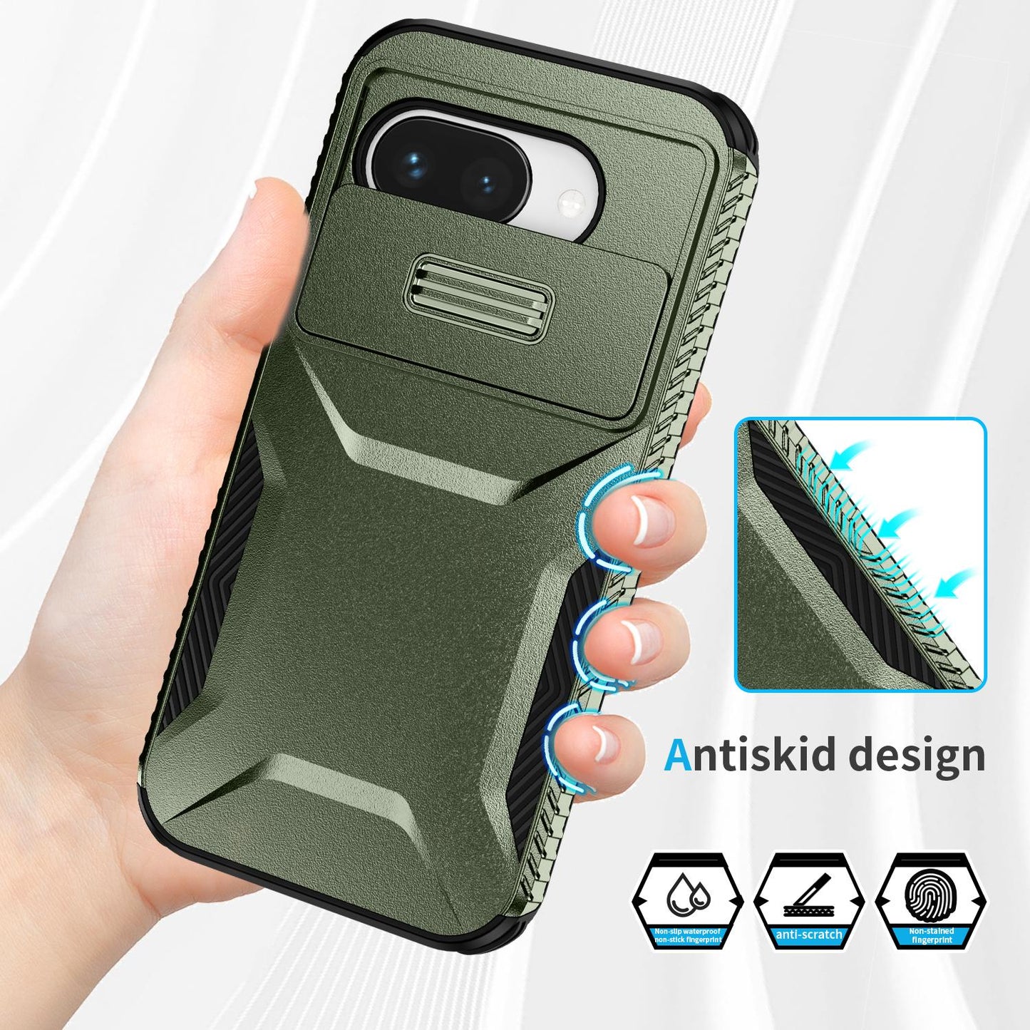 Google Pixel 9a Phone Case with Sliding Camshield | Military-Grade TPU & PC Protective Anti-Scratch Anti-Skid Cover, Durable Shockproof Design