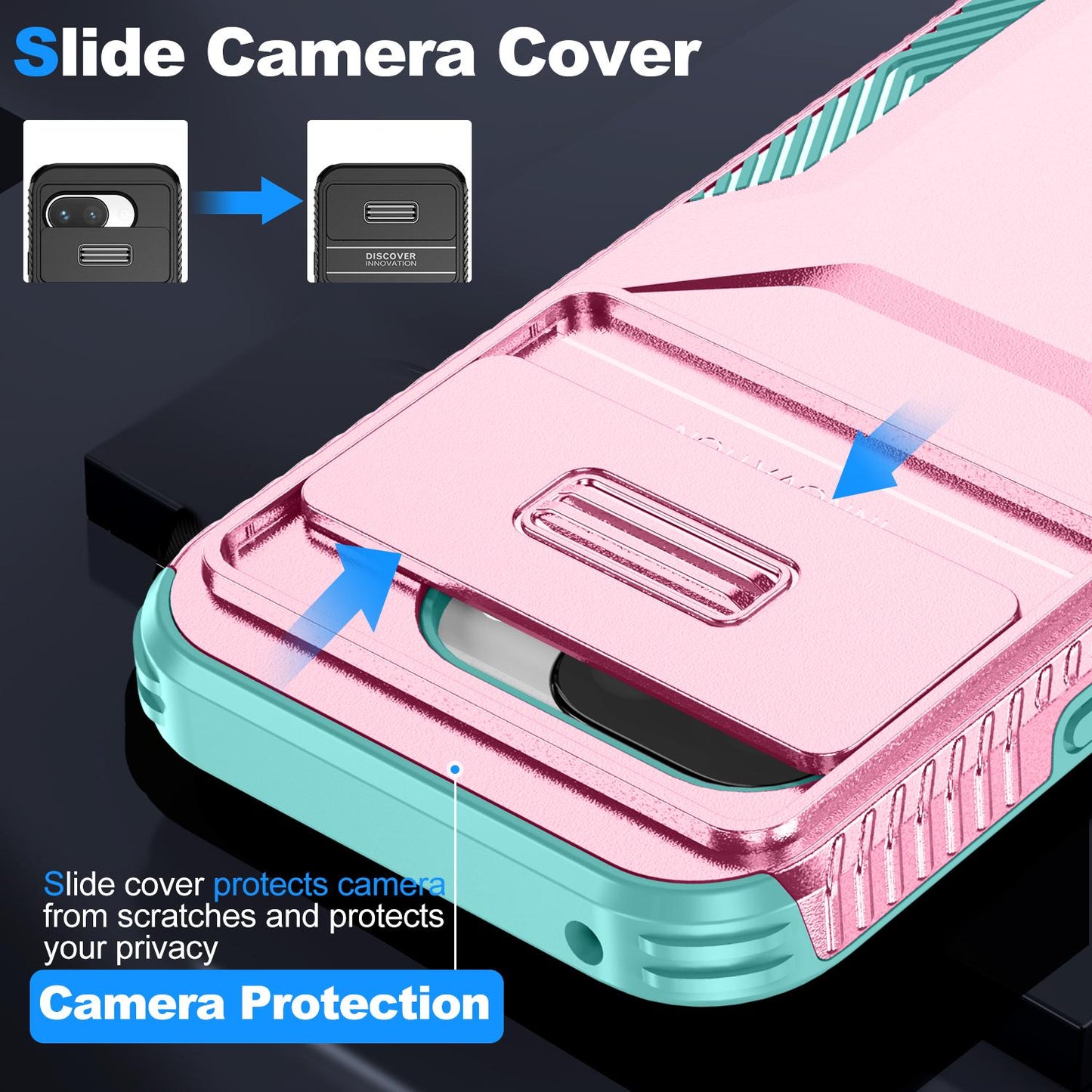 Google Pixel 9a Phone Case with Sliding Camshield | Military-Grade TPU & PC Protective Anti-Scratch Anti-Skid Cover, Durable Shockproof Design