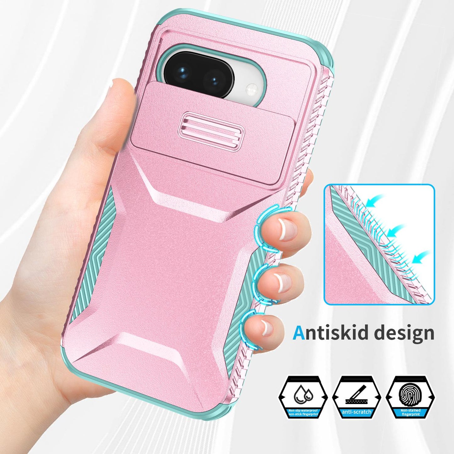 Google Pixel 9a Phone Case with Sliding Camshield | Military-Grade TPU & PC Protective Anti-Scratch Anti-Skid Cover, Durable Shockproof Design