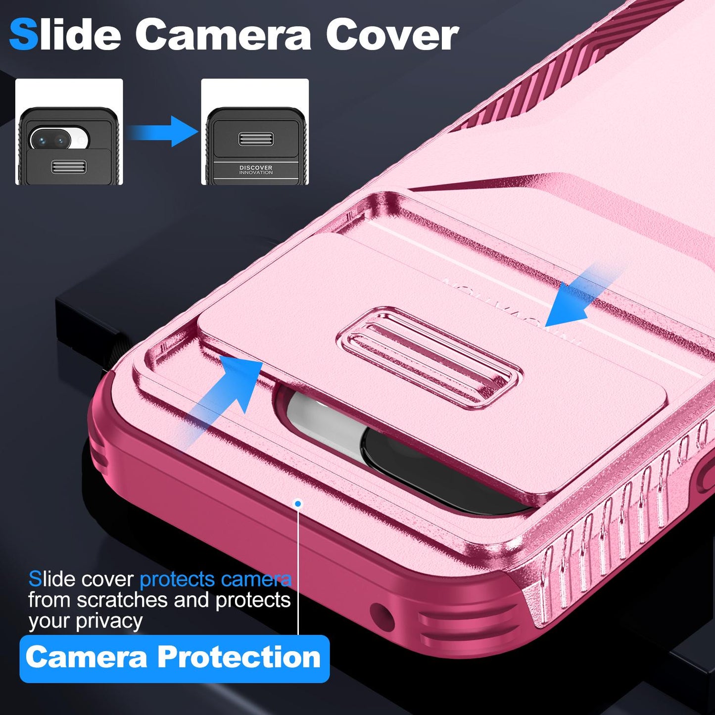 Google Pixel 9a Phone Case with Sliding Camshield | Military-Grade TPU & PC Protective Anti-Scratch Anti-Skid Cover, Durable Shockproof Design