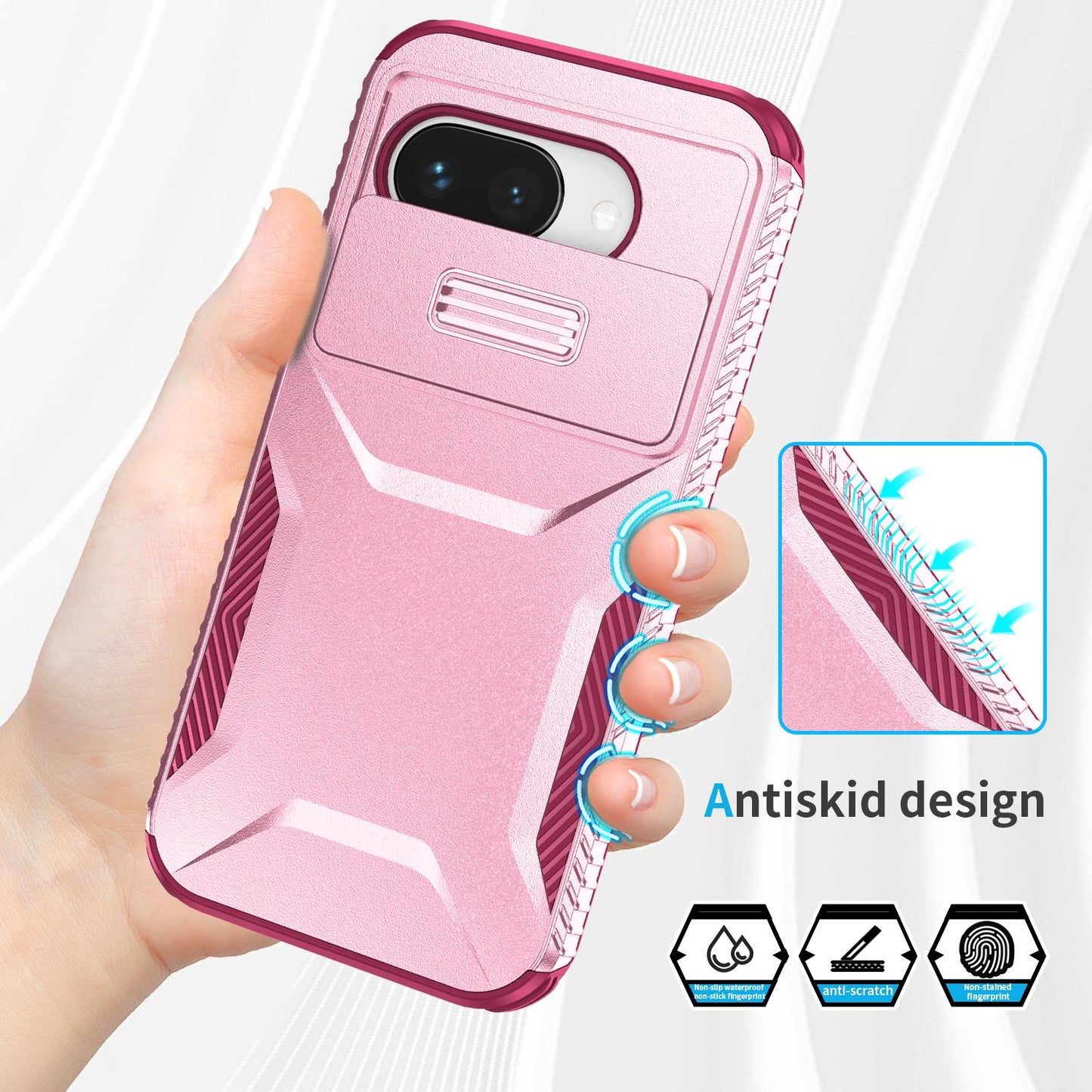 Google Pixel 9a Phone Case with Sliding Camshield | Military-Grade TPU & PC Protective Anti-Scratch Anti-Skid Cover, Durable Shockproof Design