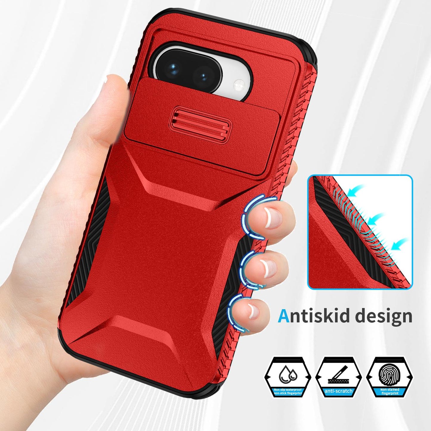 Google Pixel 9a Phone Case with Sliding Camshield | Military-Grade TPU & PC Protective Anti-Scratch Anti-Skid Cover, Durable Shockproof Design