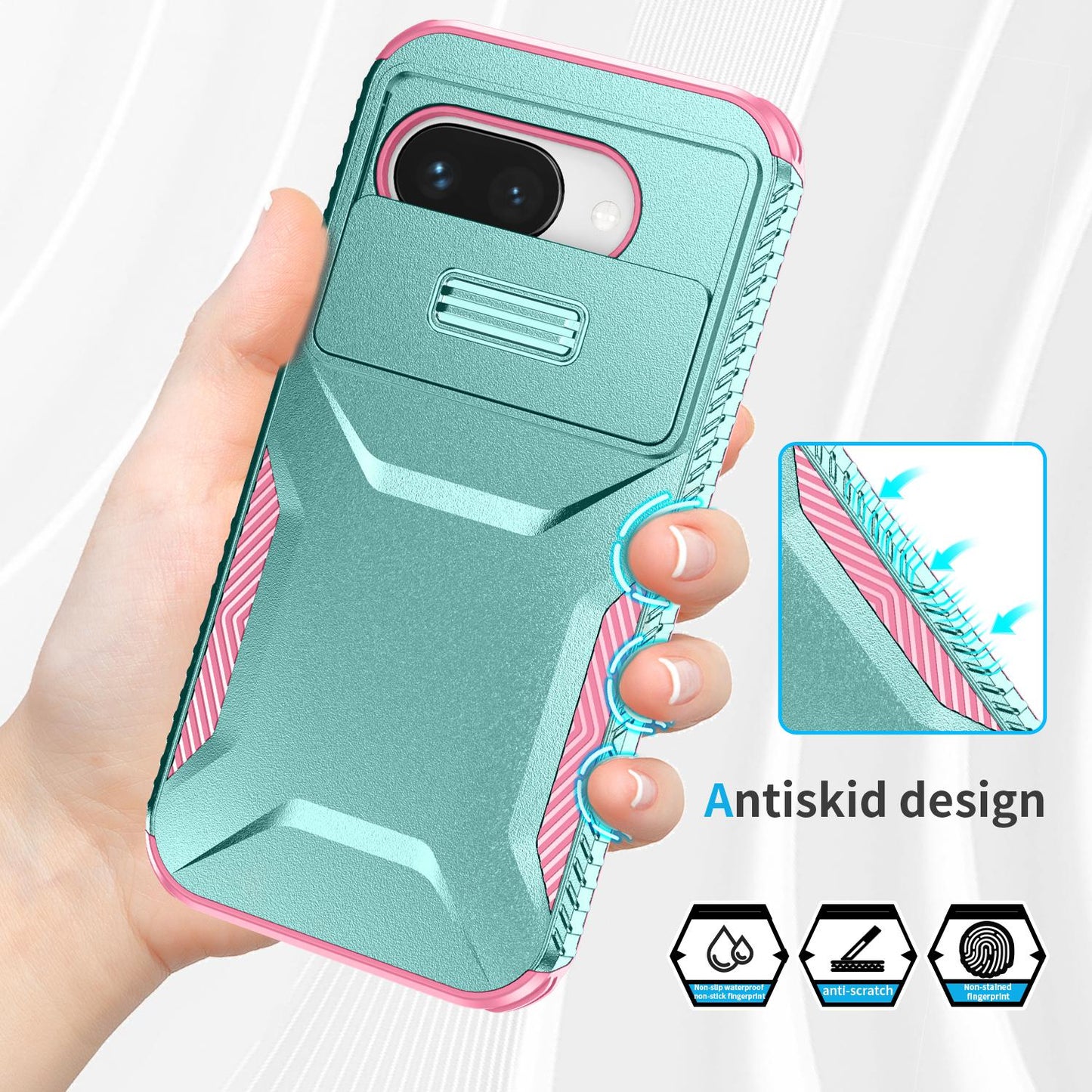 Google Pixel 9a Phone Case with Sliding Camshield | Military-Grade TPU & PC Protective Anti-Scratch Anti-Skid Cover, Durable Shockproof Design
