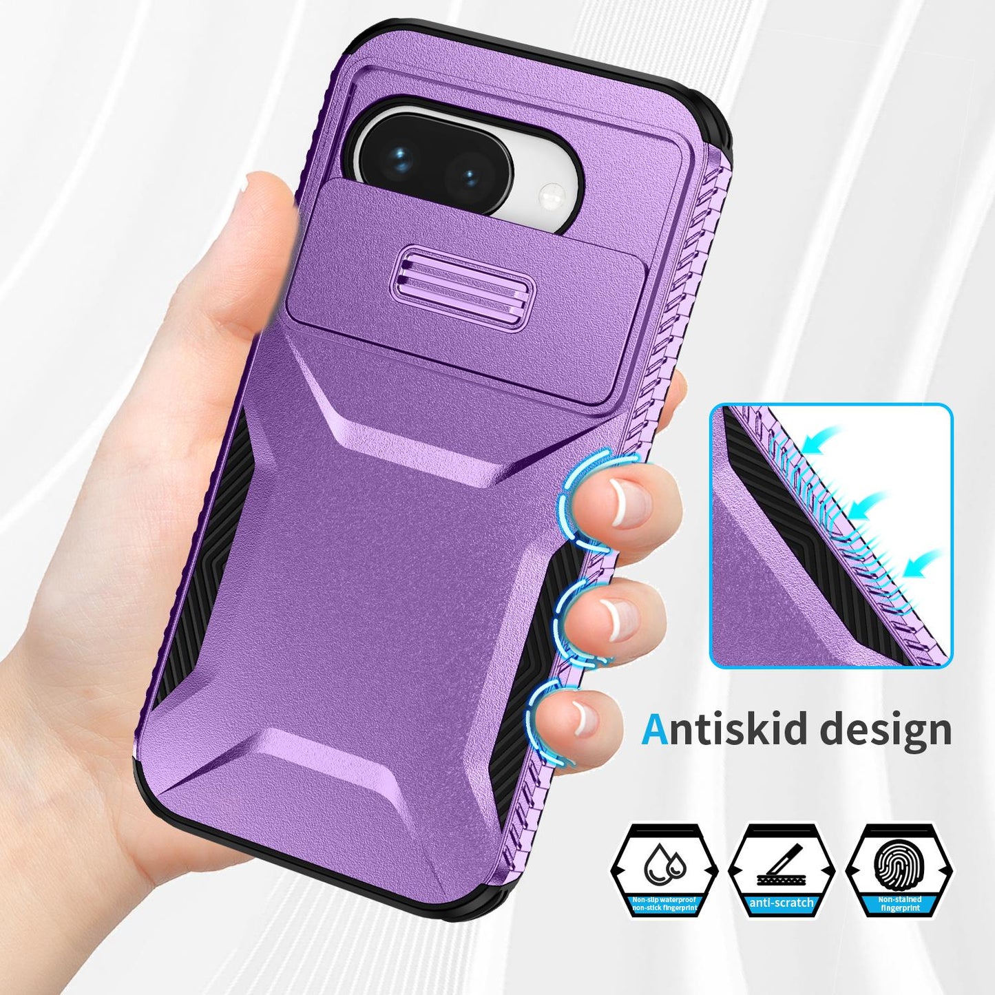 Google Pixel 9a Phone Case with Sliding Camshield | Military-Grade TPU & PC Protective Anti-Scratch Anti-Skid Cover, Durable Shockproof Design