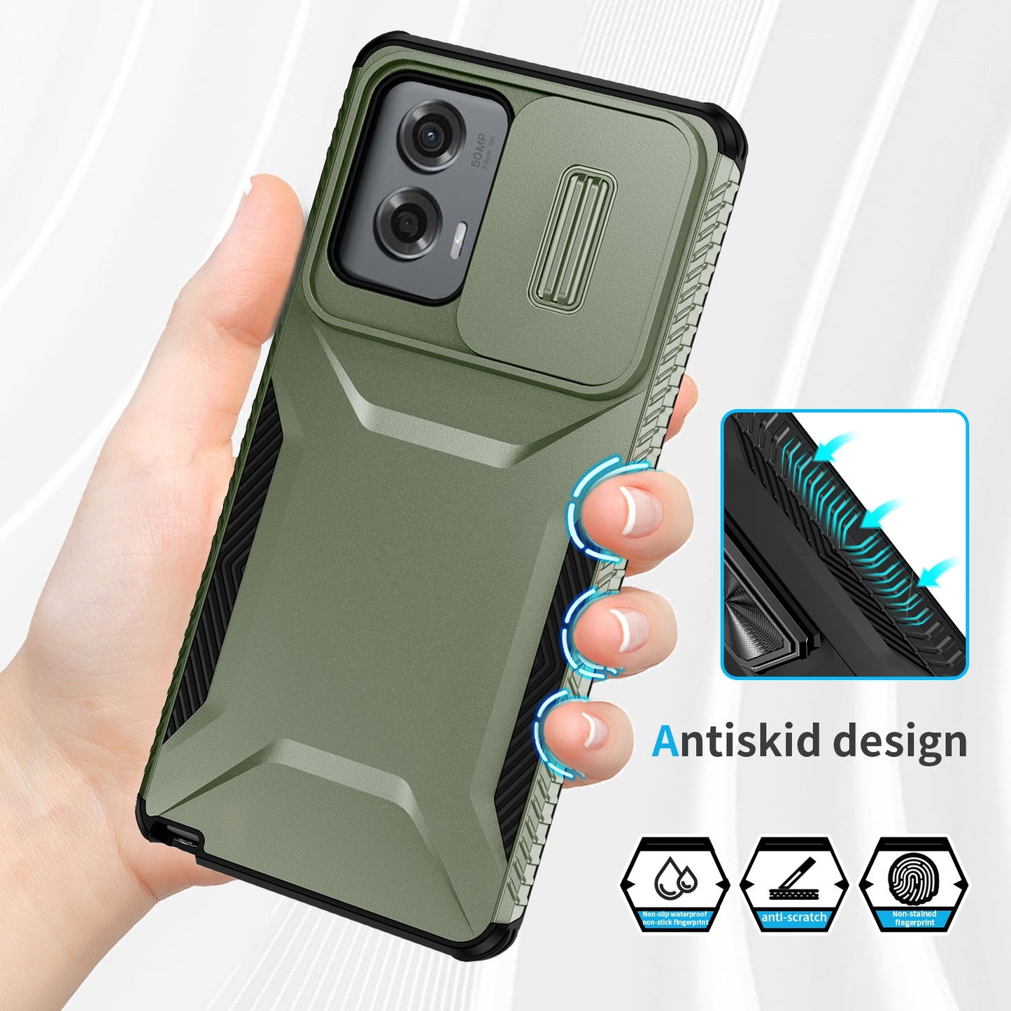 Motorola Moto G Stylus 5G 2024 Phone Case with Sliding Camshield | Military-Grade TPU & PC Protective Anti-Scratch Anti-Skid Cover, Durable Shockproof Design