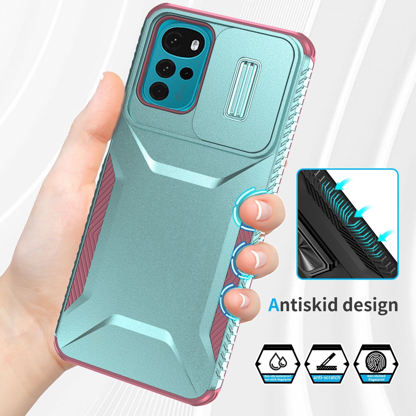 Motorola Moto G22 2024 Phone Case with Sliding Camshield | Military-Grade TPU & PC Protective Anti-Scratch Anti-Skid Cover, Durable Shockproof Design