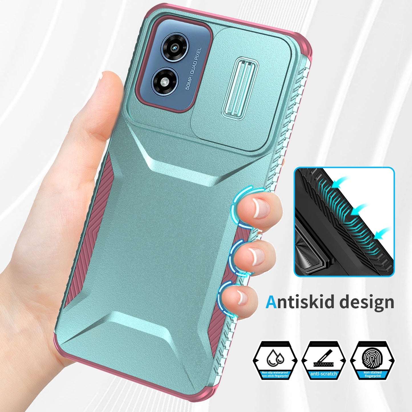 Motorola Moto G Play 4G 2024 Phone Case with Sliding Camshield | Military-Grade TPU & PC Protective Anti-Scratch Anti-Skid Cover, Durable Shockproof Design