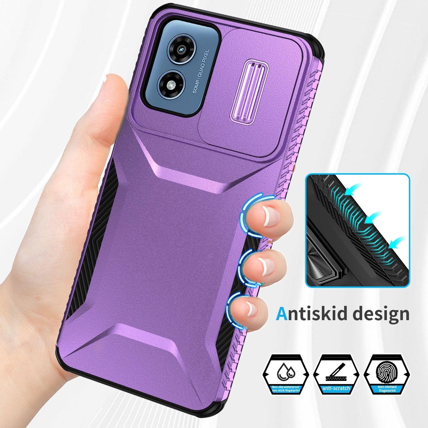 Motorola Moto G Play 4G 2024 Phone Case with Sliding Camshield | Military-Grade TPU & PC Protective Anti-Scratch Anti-Skid Cover, Durable Shockproof Design