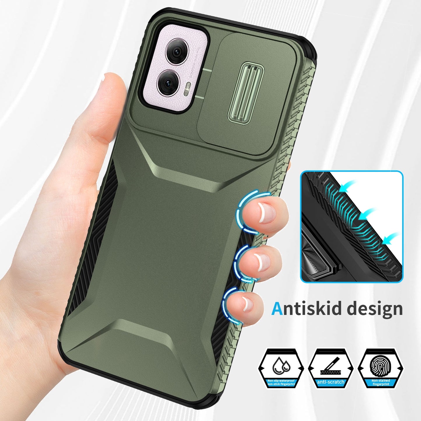Motorola Moto G Power 5G 2024 Phone Case with Sliding Camshield | Military-Grade TPU & PC Protective Anti-Scratch Anti-Skid Cover, Durable Shockproof Design
