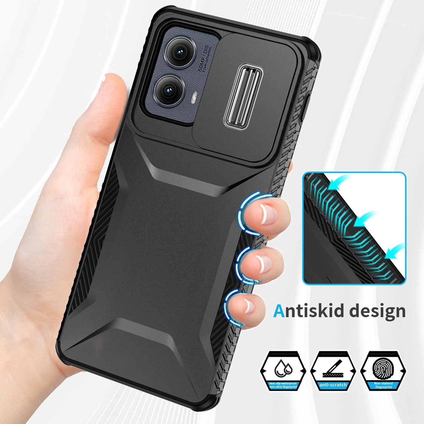 Motorola Edge 5G 2024 Phone Case with Sliding Camshield | Military-Grade TPU & PC Protective Anti-Scratch Anti-Skid Cover, Durable Shockproof Design