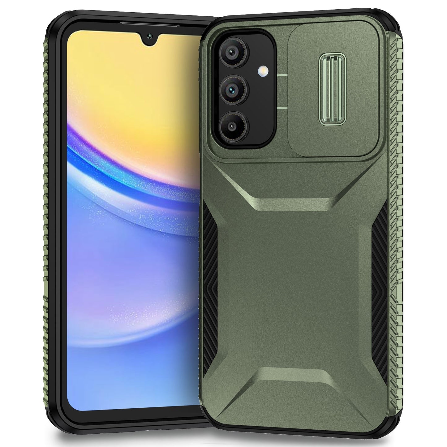 Samsung Galaxy A15 5G Phone Case with Sliding Camshield | Military-Grade TPU & PC Protective Anti-Scratch Anti-Skid Cover, Durable Shockproof Design