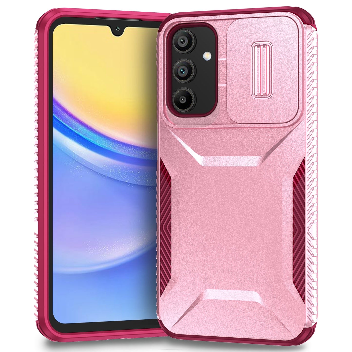 Samsung Galaxy A15 5G Phone Case with Sliding Camshield | Military-Grade TPU & PC Protective Anti-Scratch Anti-Skid Cover, Durable Shockproof Design