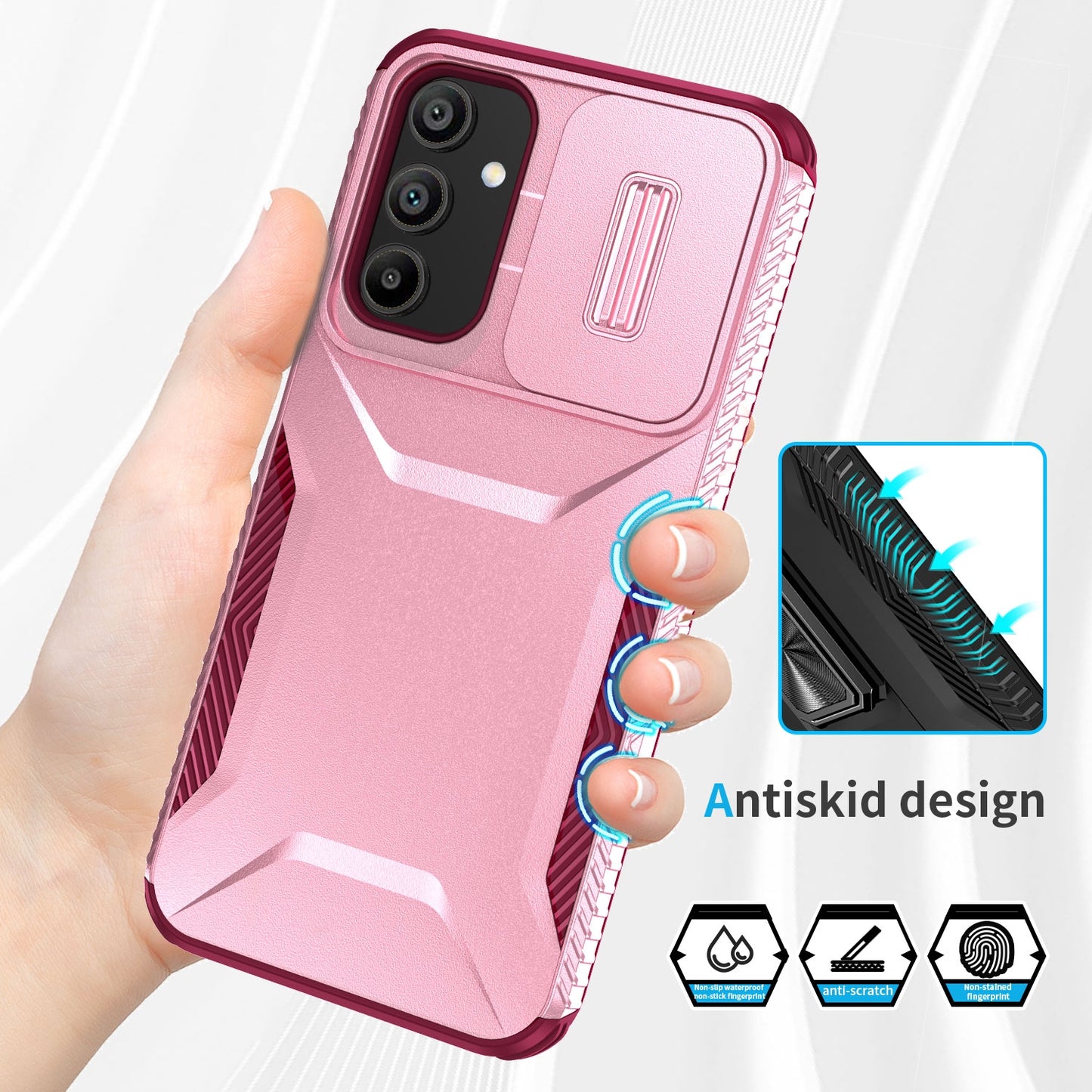 Samsung Galaxy A15 5G Phone Case with Sliding Camshield | Military-Grade TPU & PC Protective Anti-Scratch Anti-Skid Cover, Durable Shockproof Design