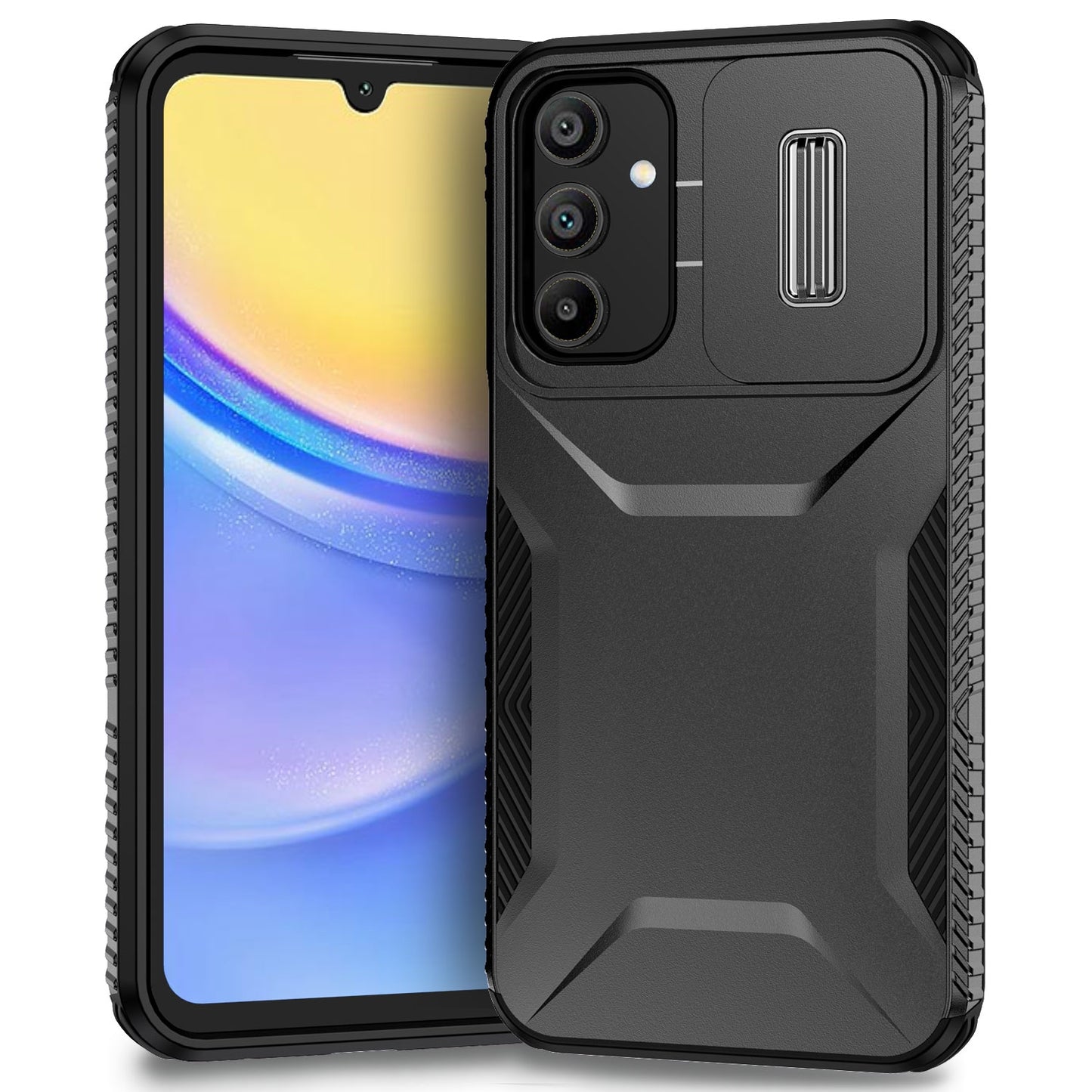 Samsung Galaxy A15 5G Phone Case with Sliding Camshield | Military-Grade TPU & PC Protective Anti-Scratch Anti-Skid Cover, Durable Shockproof Design