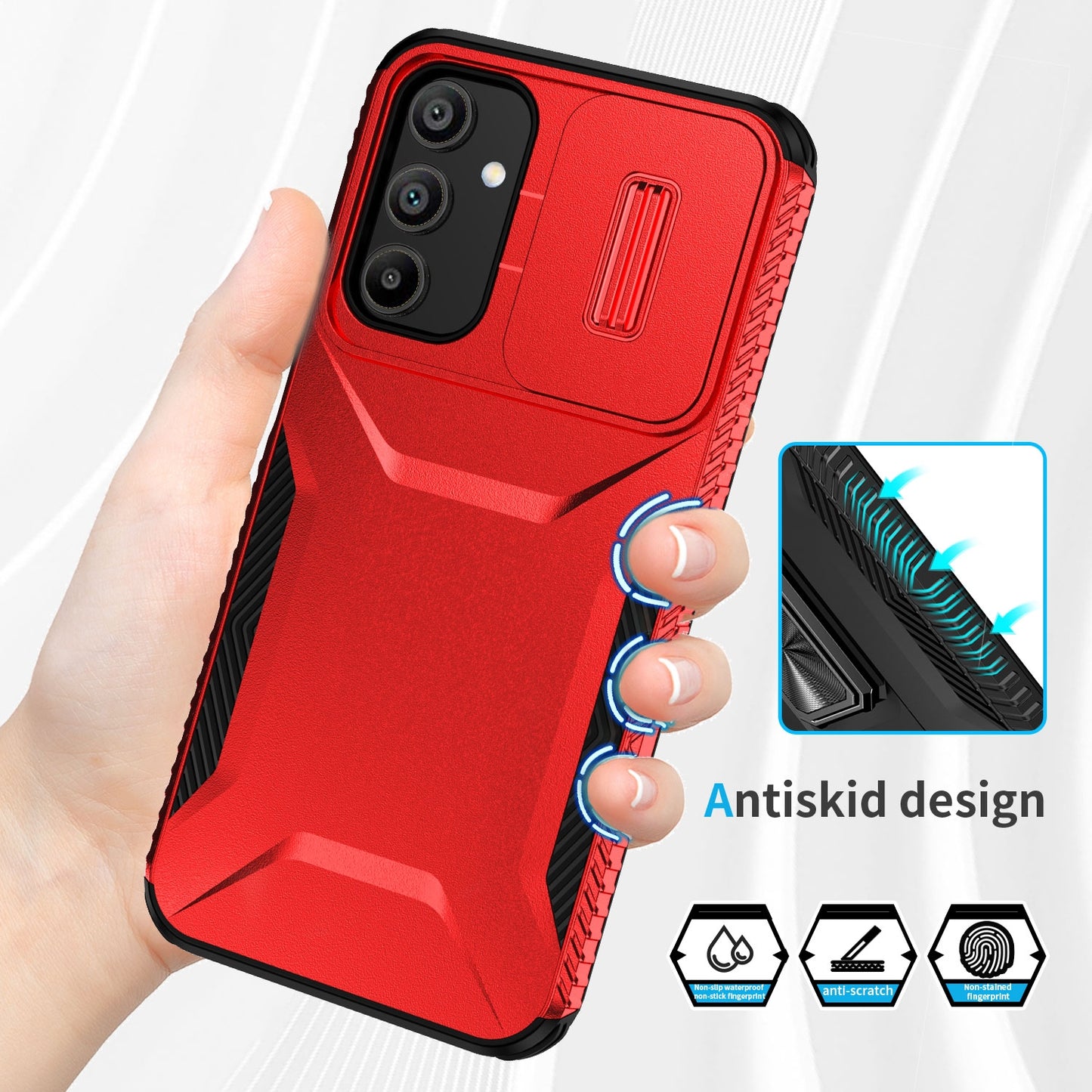 Samsung Galaxy A15 5G Phone Case with Sliding Camshield | Military-Grade TPU & PC Protective Anti-Scratch Anti-Skid Cover, Durable Shockproof Design