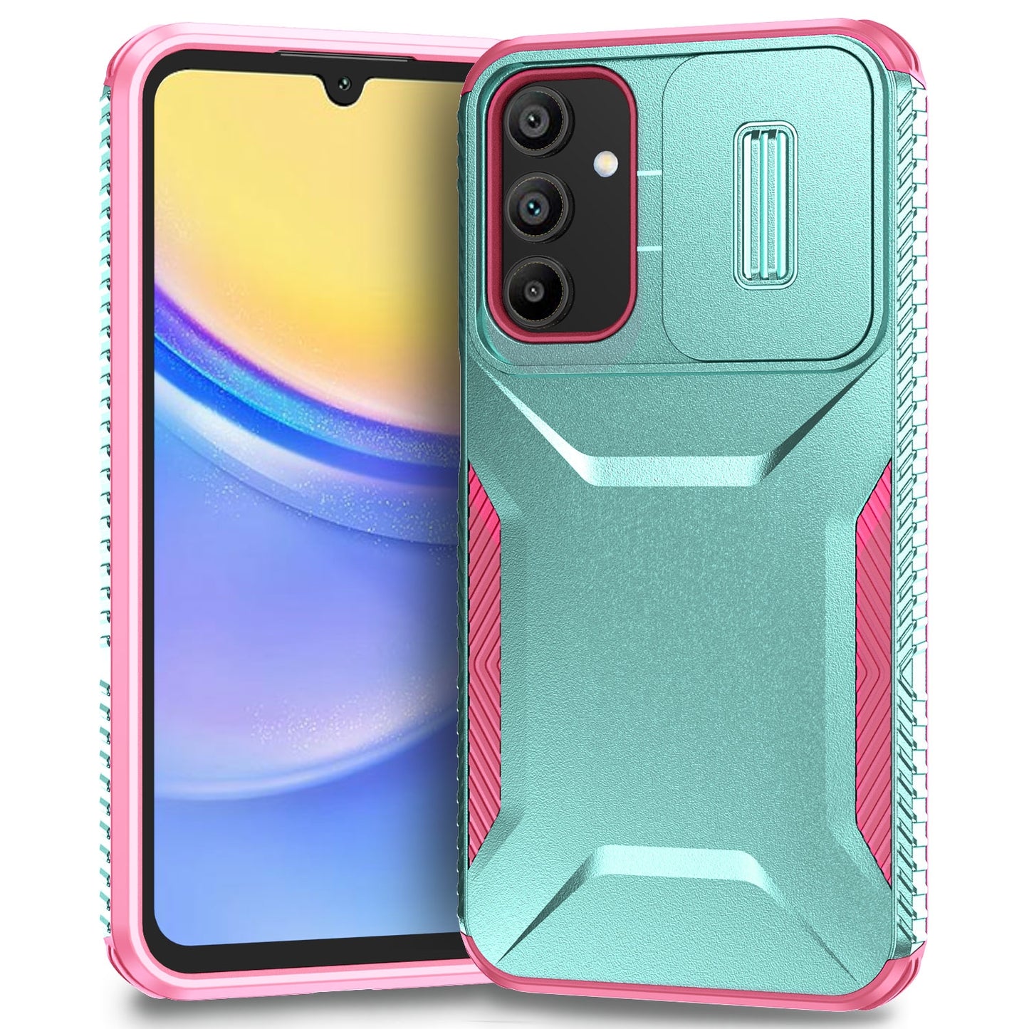 Samsung Galaxy A15 5G Phone Case with Sliding Camshield | Military-Grade TPU & PC Protective Anti-Scratch Anti-Skid Cover, Durable Shockproof Design