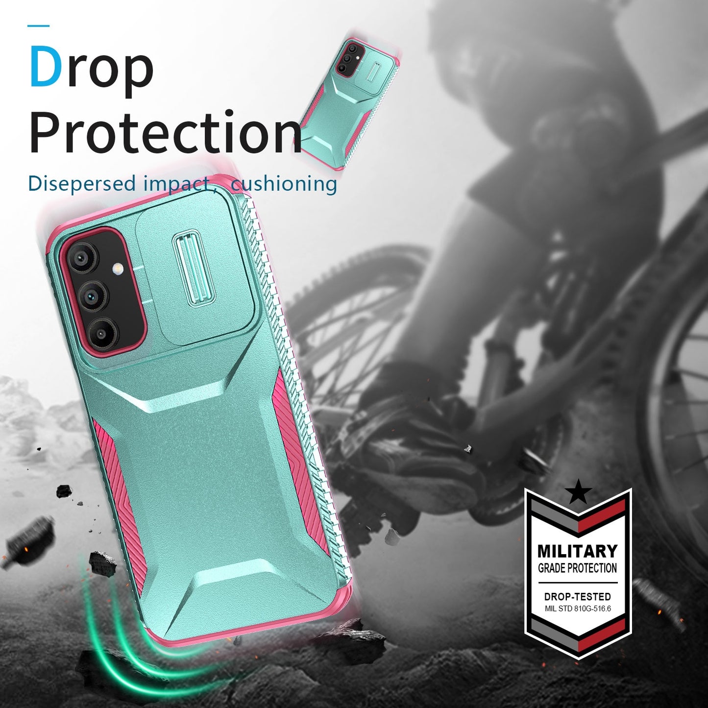 Samsung Galaxy A15 5G Phone Case with Sliding Camshield | Military-Grade TPU & PC Protective Anti-Scratch Anti-Skid Cover, Durable Shockproof Design