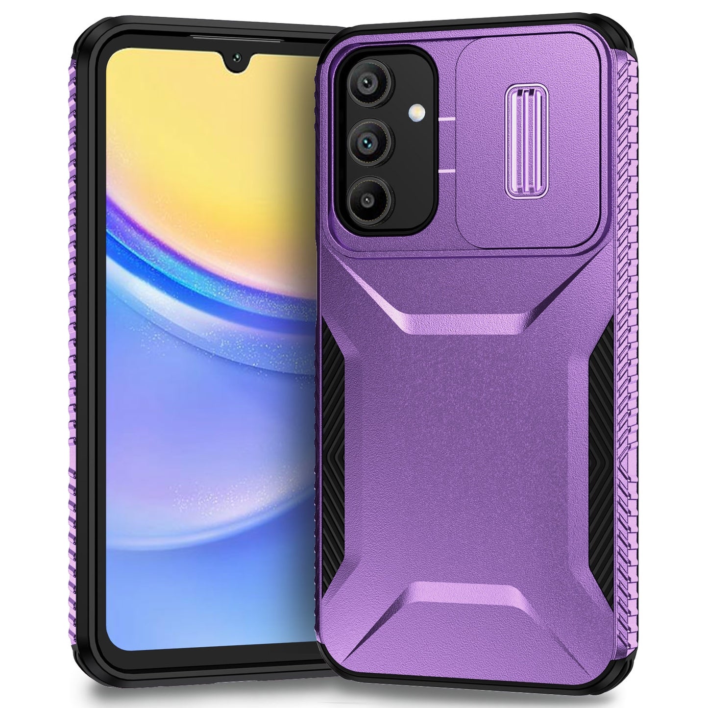 Samsung Galaxy A15 5G Phone Case with Sliding Camshield | Military-Grade TPU & PC Protective Anti-Scratch Anti-Skid Cover, Durable Shockproof Design