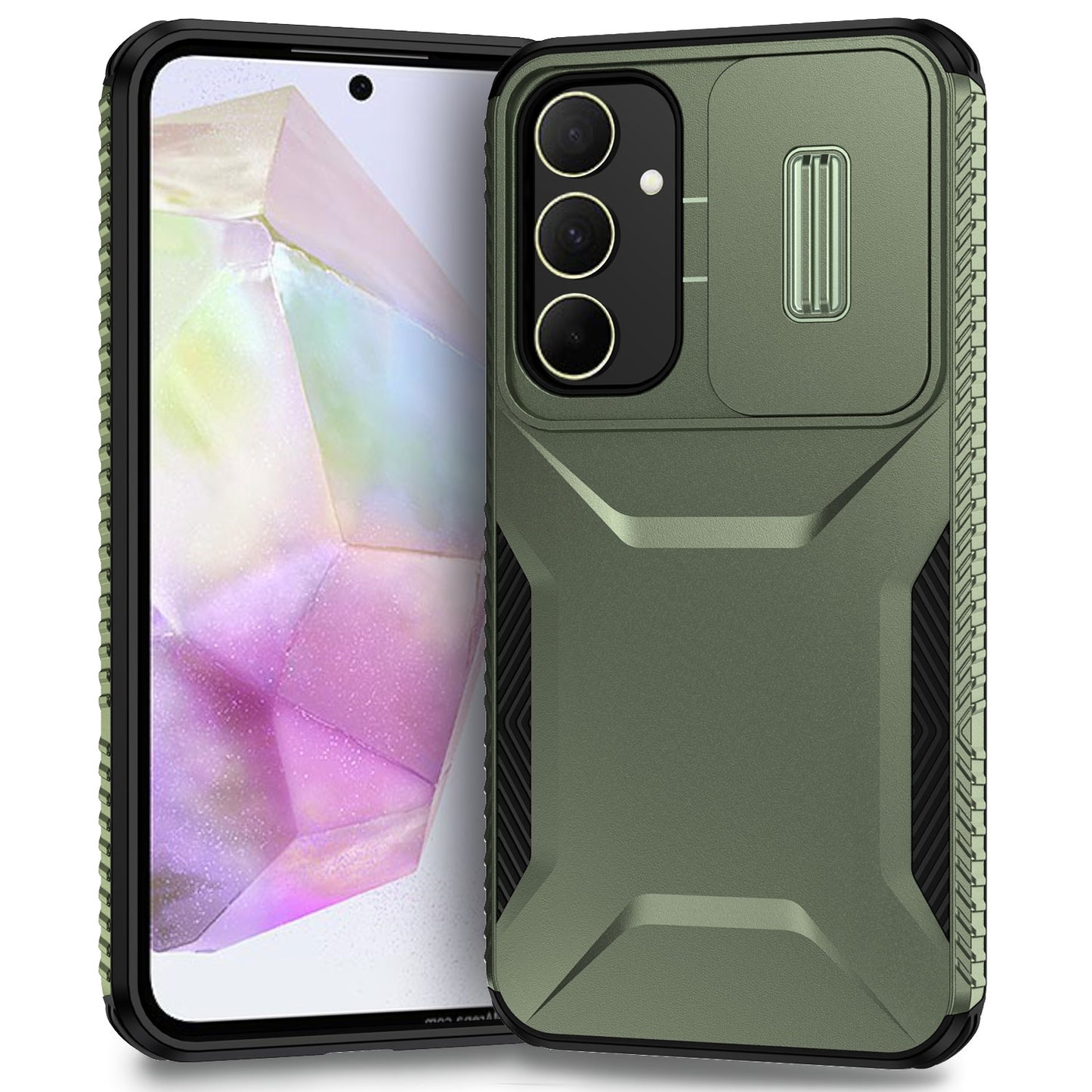 Samsung Galaxy A35 5G Phone Case with Sliding Camshield | Military-Grade TPU & PC Protective Anti-Scratch Anti-Skid Cover, Durable Shockproof Design