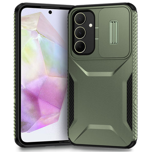 Samsung Galaxy A35 5G Phone Case with Sliding Camshield | Military-Grade TPU & PC Protective Anti-Scratch Anti-Skid Cover, Durable Shockproof Design