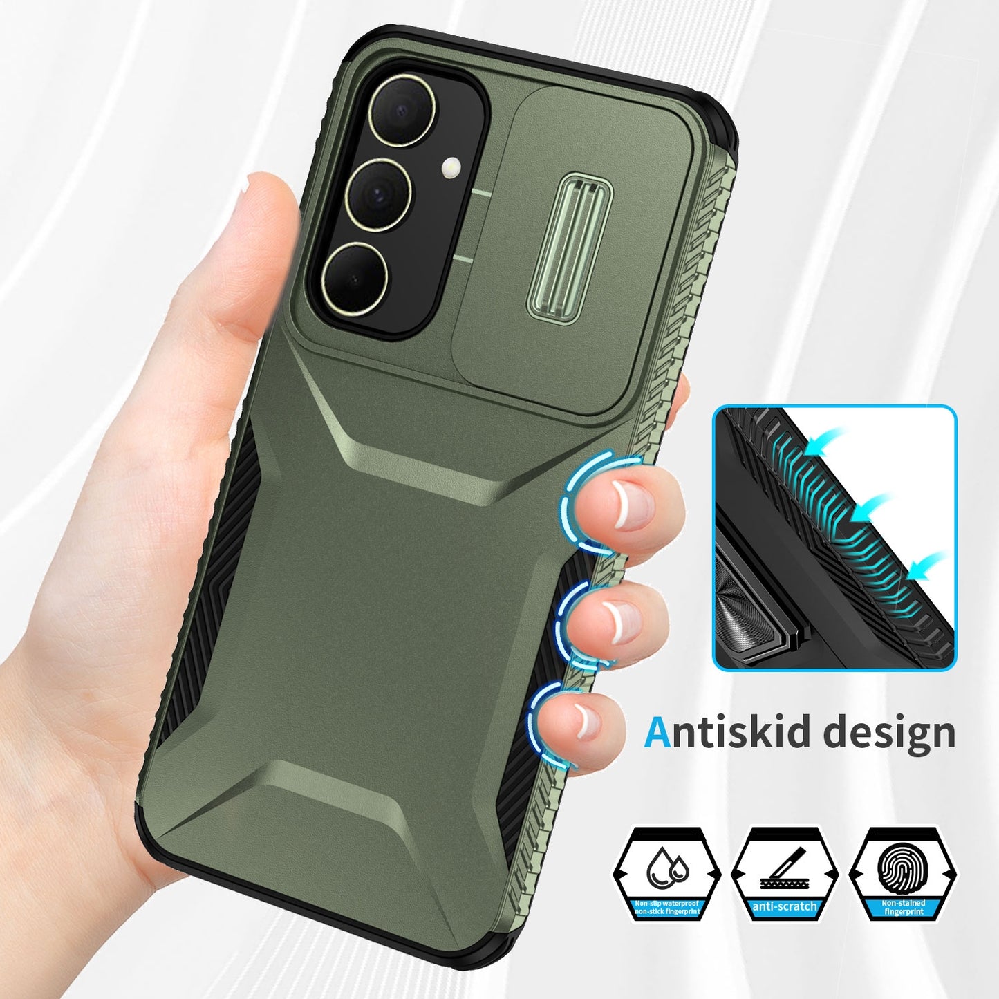 Samsung Galaxy A35 5G Phone Case with Sliding Camshield | Military-Grade TPU & PC Protective Anti-Scratch Anti-Skid Cover, Durable Shockproof Design