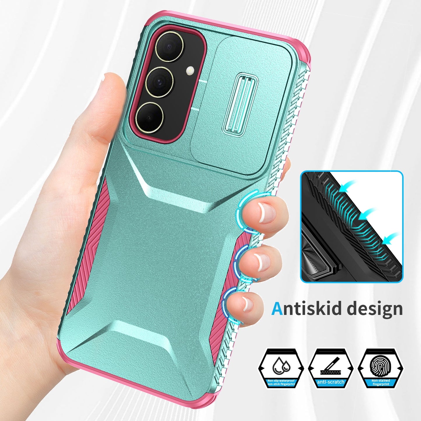 Samsung Galaxy A35 5G Phone Case with Sliding Camshield | Military-Grade TPU & PC Protective Anti-Scratch Anti-Skid Cover, Durable Shockproof Design