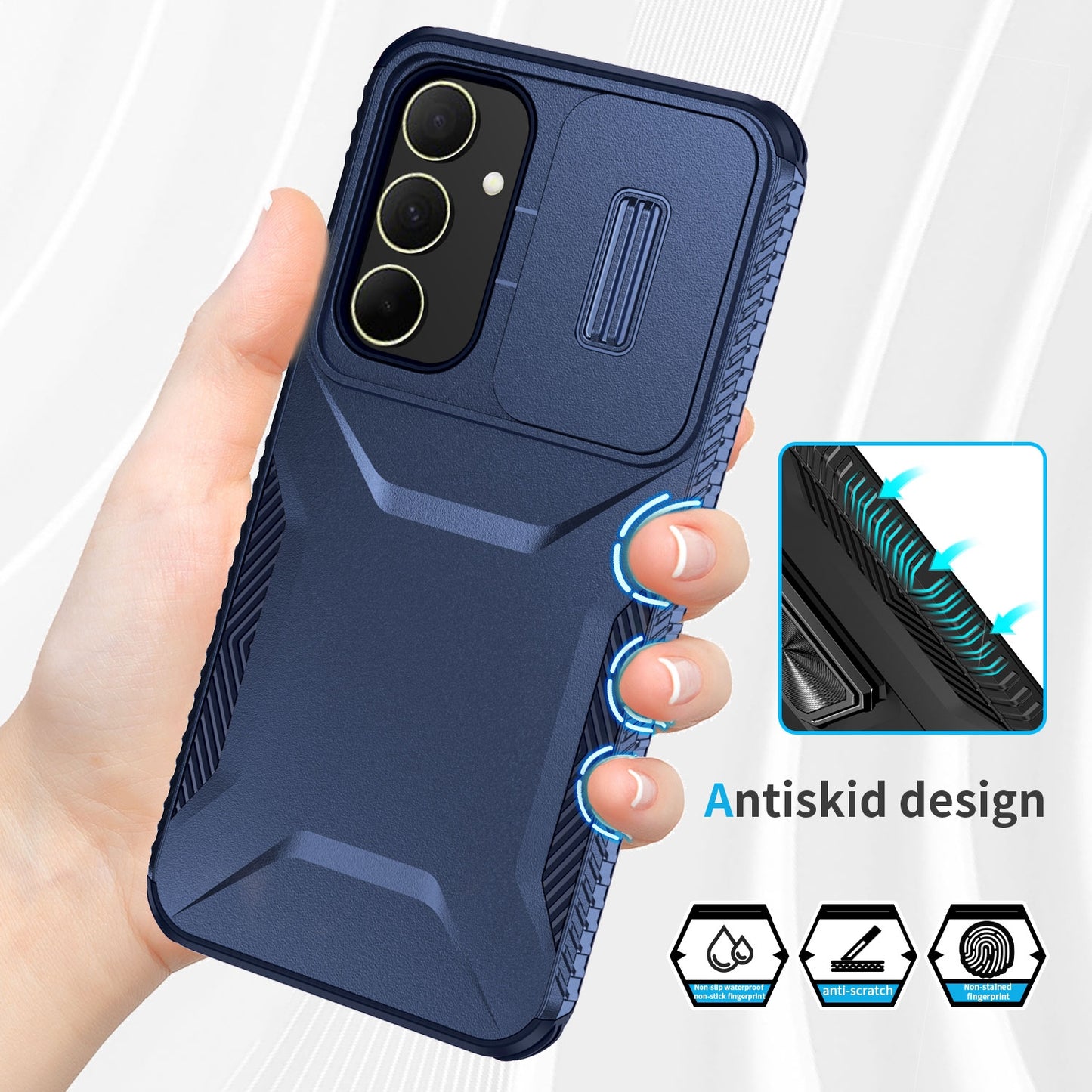 Samsung Galaxy A35 5G Phone Case with Sliding Camshield | Military-Grade TPU & PC Protective Anti-Scratch Anti-Skid Cover, Durable Shockproof Design