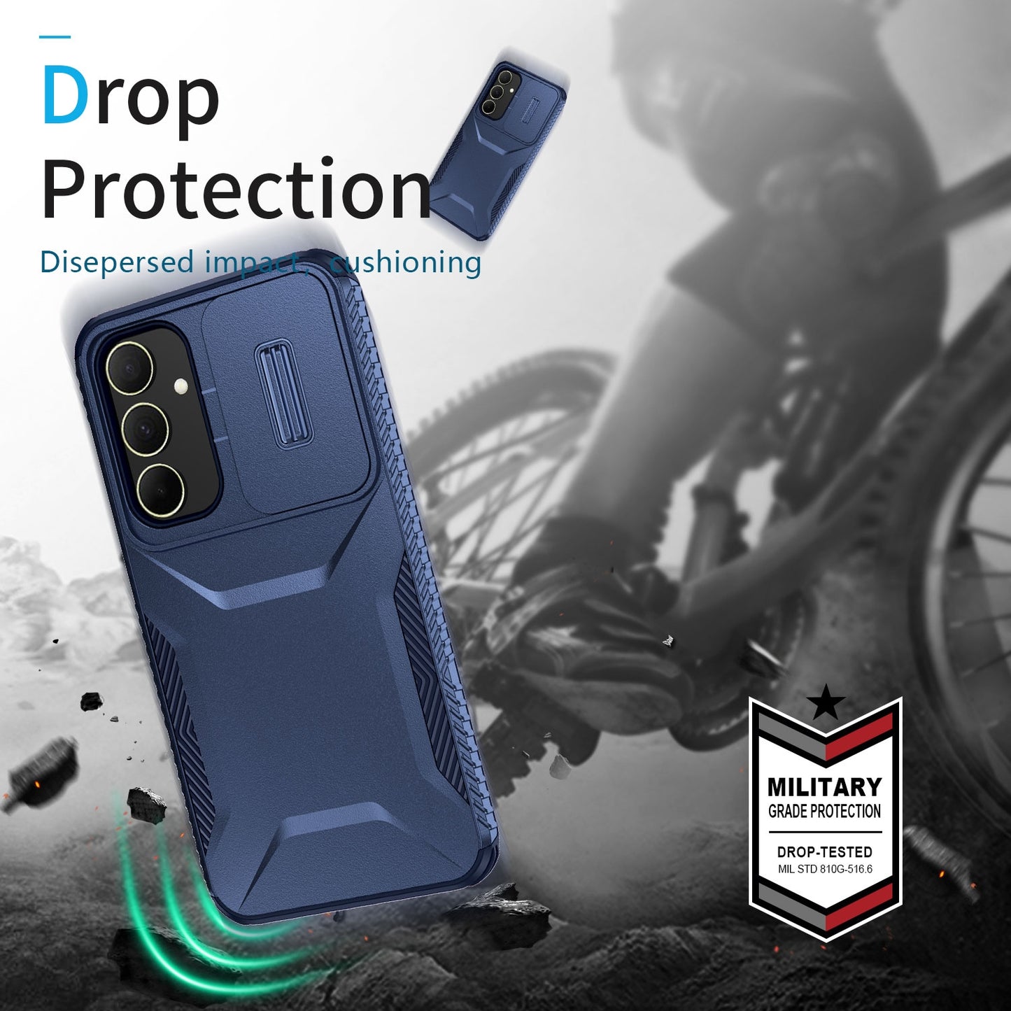 Samsung Galaxy A35 5G Phone Case with Sliding Camshield | Military-Grade TPU & PC Protective Anti-Scratch Anti-Skid Cover, Durable Shockproof Design