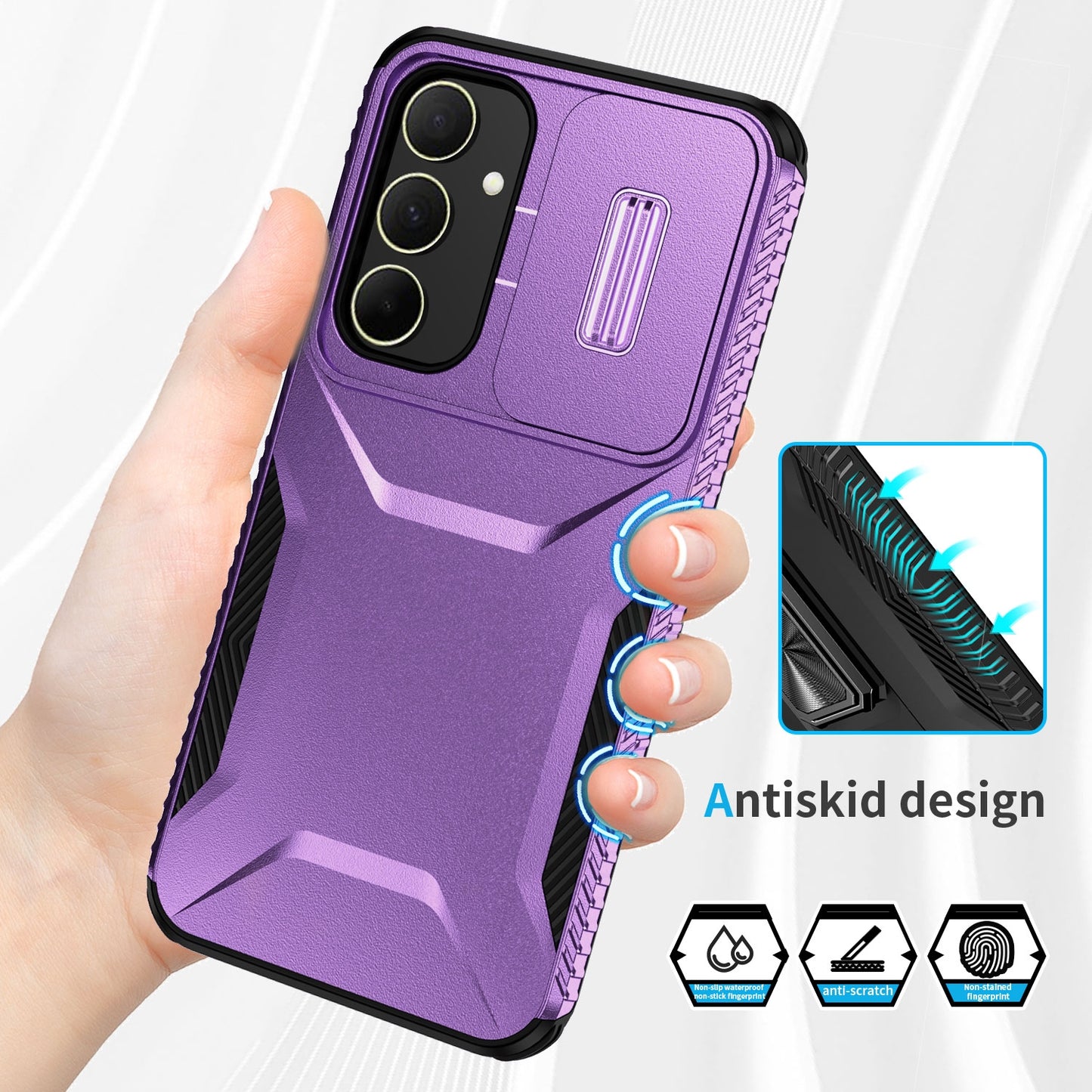Samsung Galaxy A35 5G Phone Case with Sliding Camshield | Military-Grade TPU & PC Protective Anti-Scratch Anti-Skid Cover, Durable Shockproof Design